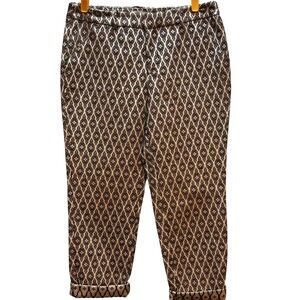 Merona Women's Classic Black & Beige Diamond Print Cuffed Pants Size 8 Career